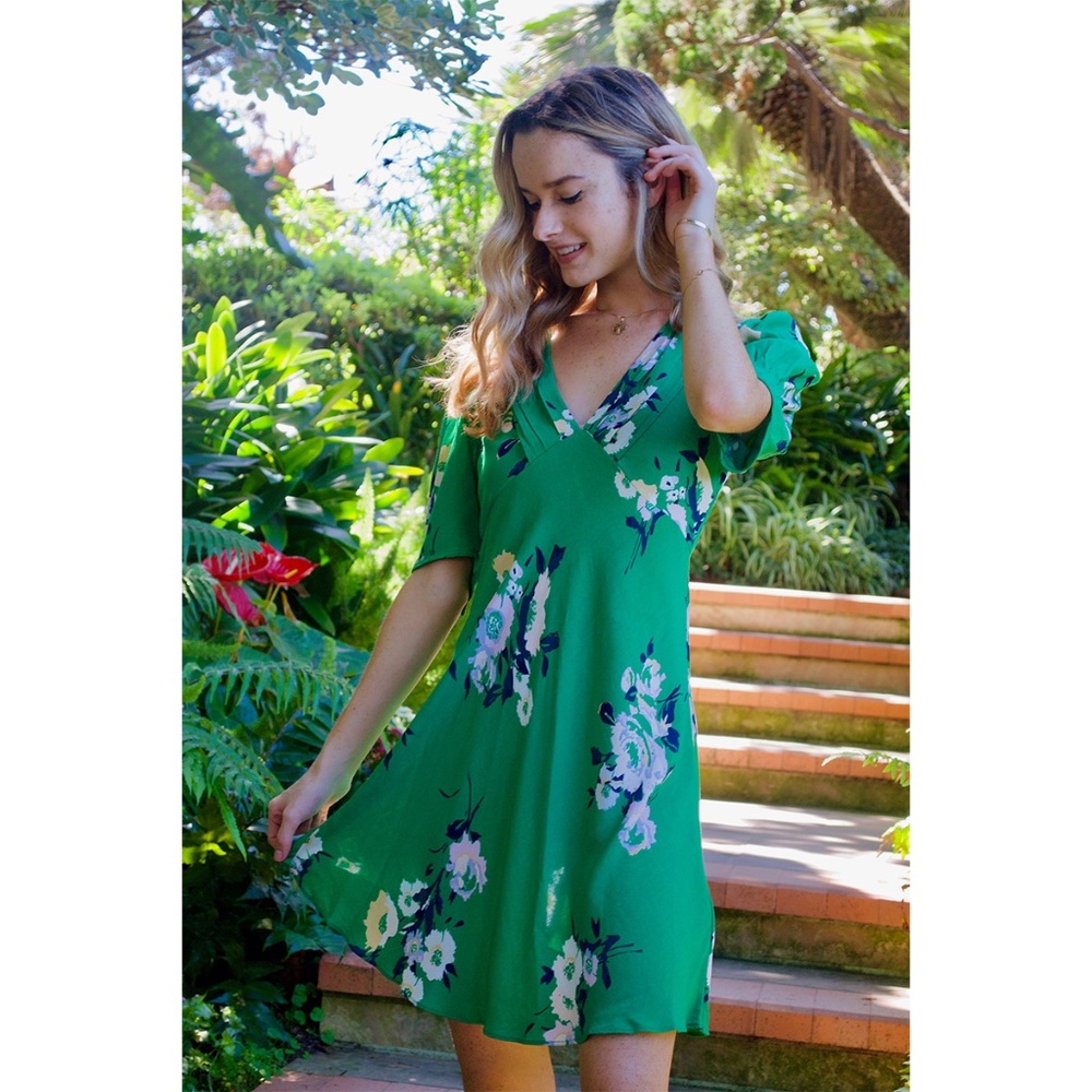 Free People Green Neon Garden Mini Dress